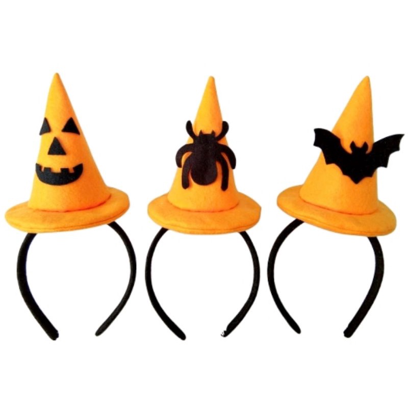 Halloween Bando Topi Penyihir Labu Witch Hat Kelelawar Hantu untuk Pesta Kostum