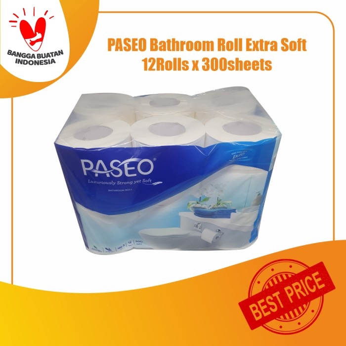 Jual Tissue PASEO Bathroom Roll EXTRA SOFT 12Roll (300sheets 3ply