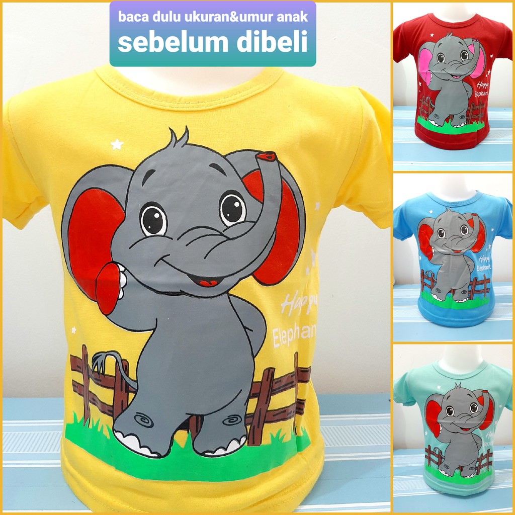 Kaos Anak laki laki 6 bulan - 8 tahun oblong S M L XL atasan cowok baju murah Gajah grosir