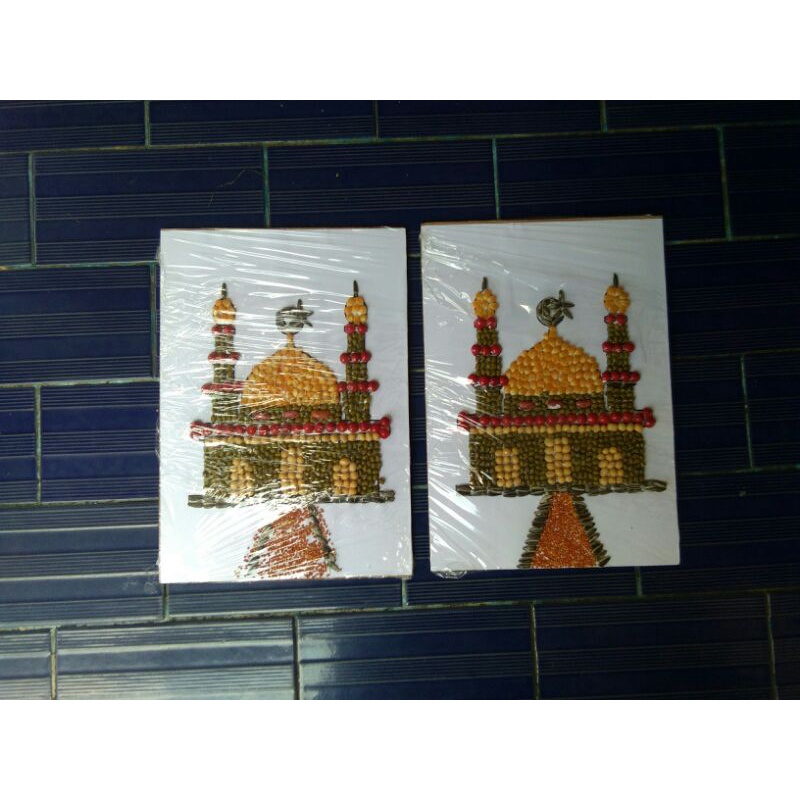 

HJK kolase biji bijian gambar masjid prakarya