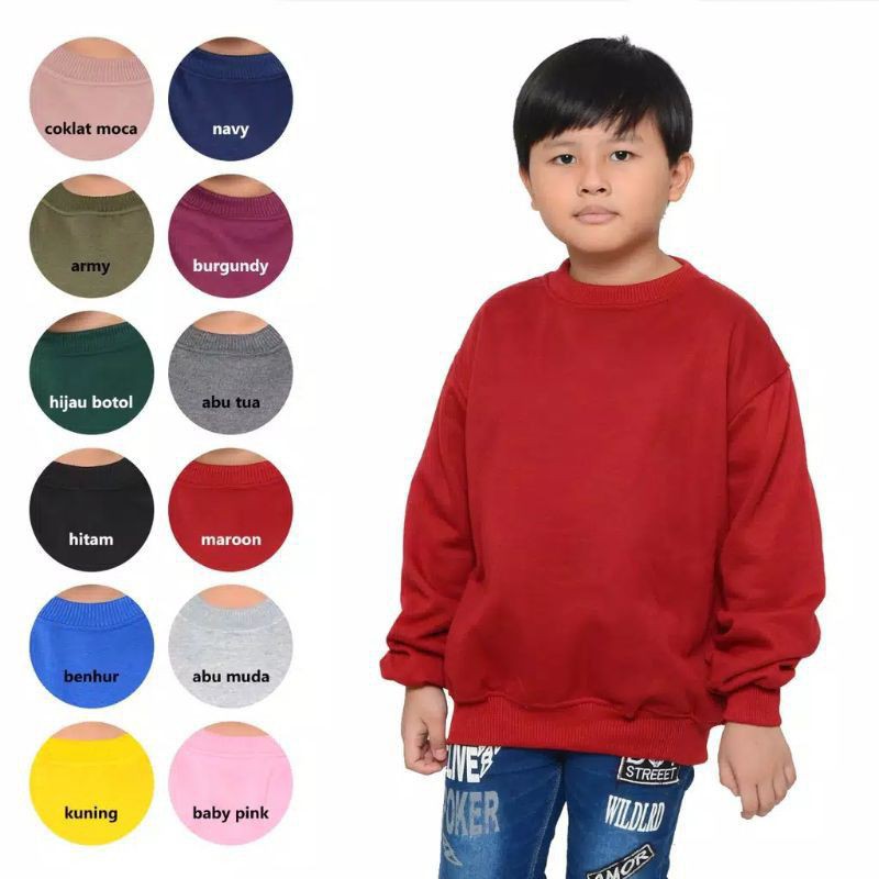 SWEATER POLOS BASIC ANAK | hoodie polos anak | sweater oblong