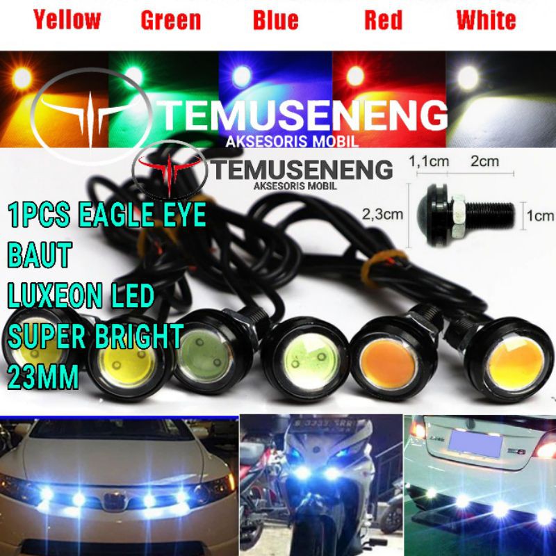 Lampu Mobil Motor Led Eagle Eye Drl Dc 12V 3W 23Mm Lampu Mata Elang Besar Super Terang