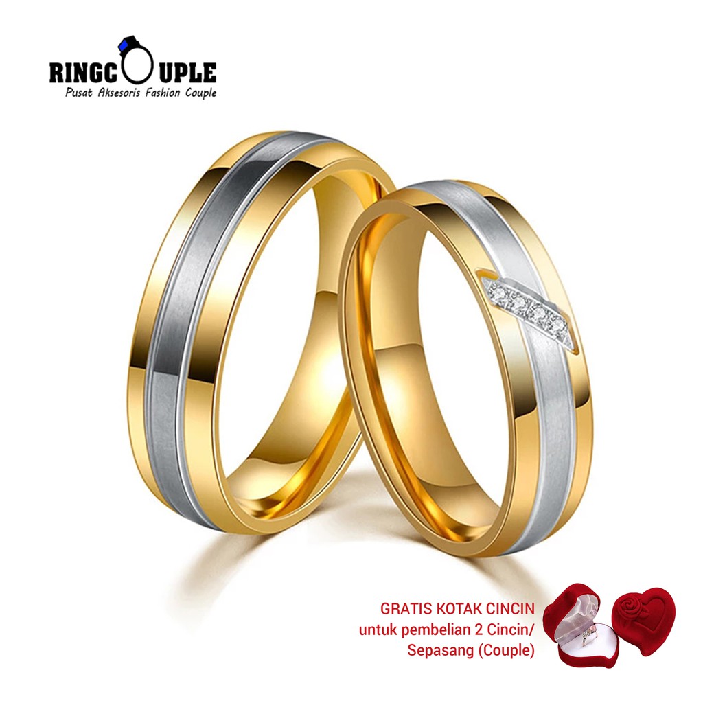 [JB025] Cincin Couple Titanium Original 100% Anti Pudar (GRATIS BOX)