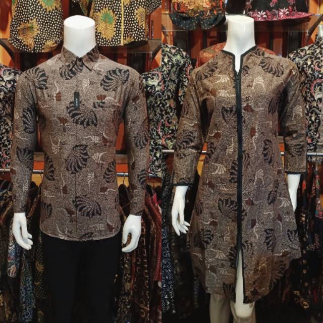 MEN SALE Kemeja Batik Slimfit Modern Best Quality Atasan Couple standar Butik kerang coklat