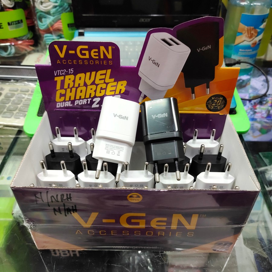 batok charger VGEN 2.4A max fast charging mantul 2 USB port V-GEN harga murah meriah