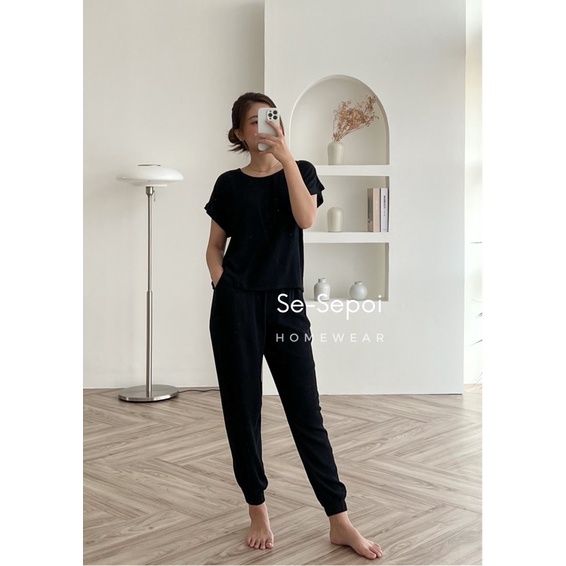 CLOUDY Set Rayon Crinkle Sesepoi / Jogger Pants Set / Piyama Set / Loungewear / Baju muslim