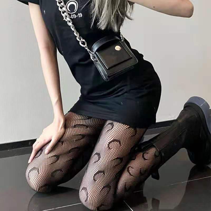 PH-47 pantyhose stocking celana motif moon bulan sabit panty hose lolita legging tattoo tato