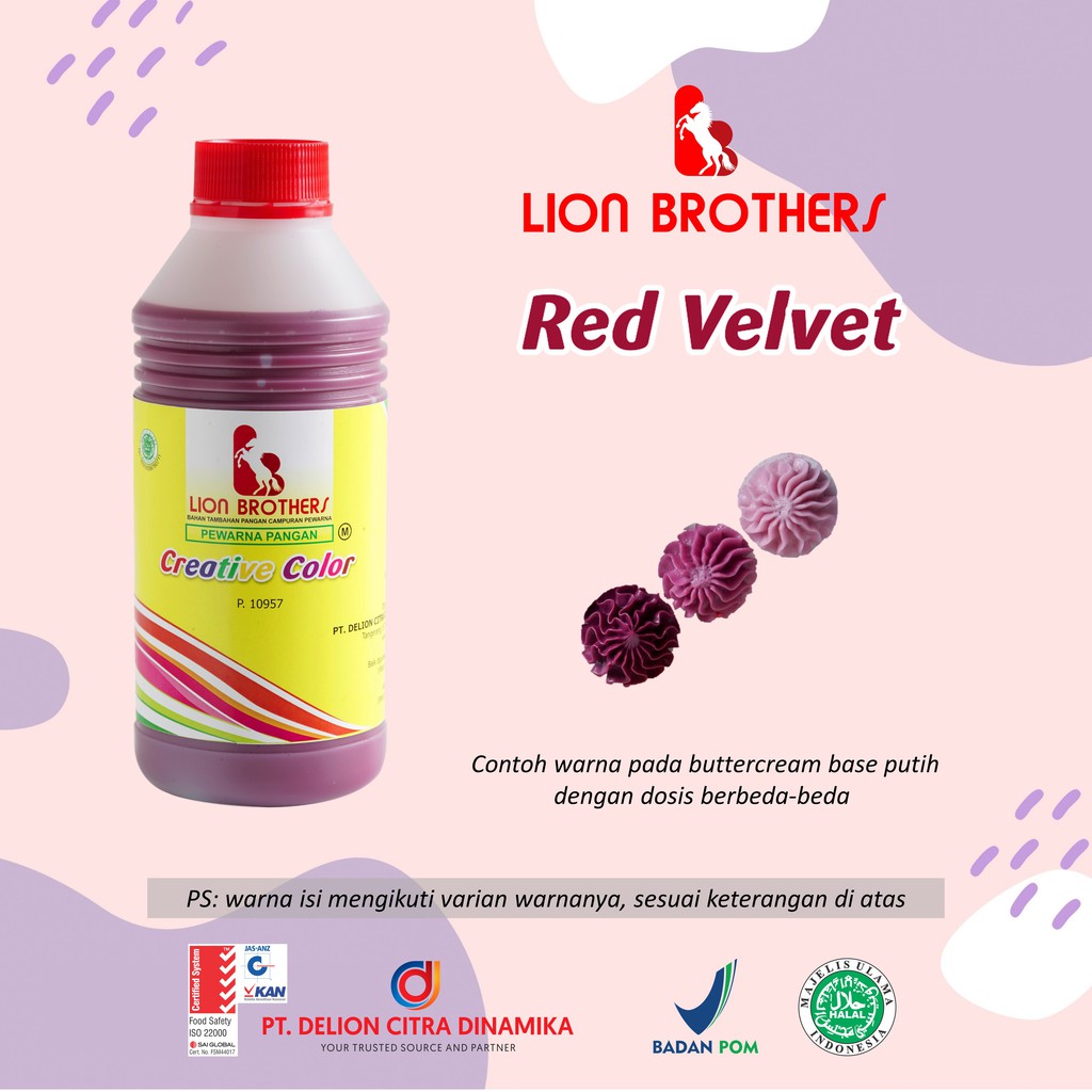 

Pewarna makanan minuman Red Velvet Lion Brothers 750 CC