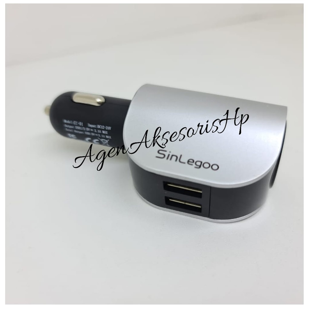 SinLegoo CC-01 Charger Mobil 2 USB LED Display Car Charger 2.1A Fast Charging GARANSI 1 TAHUN