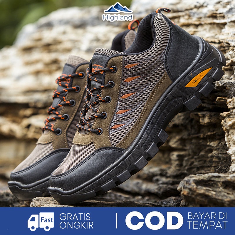 Highland Sepatu Hiking Olah Raga Pria Tahan Air Luar Ruangan Non-Slip Panjat Tebing Shoes MH201