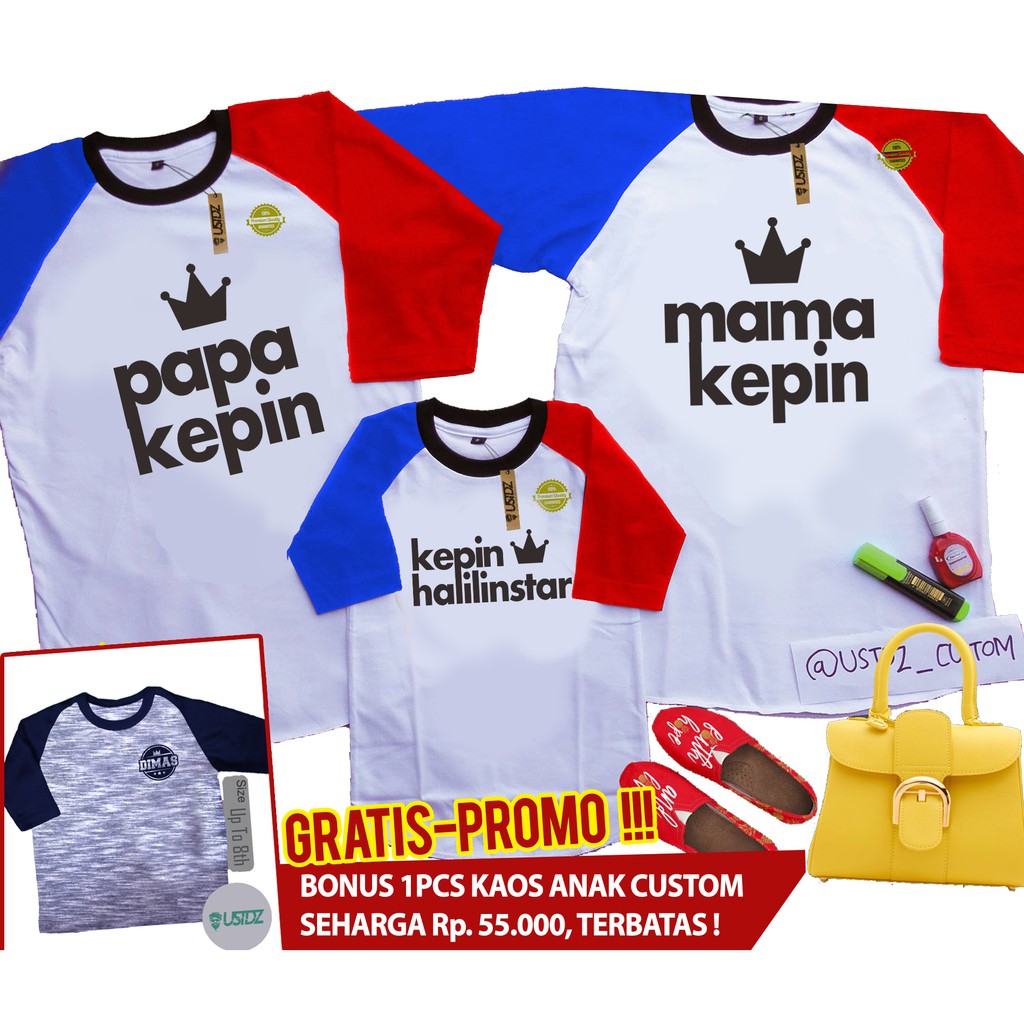 Free Sablon Nama Bebas Kaos Distro T Shirt Keluarga Family Couple Raglan Berkualitas