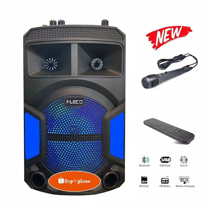 Speaker Bluetooth FLECO F-828 LED Extra Bass / Speaker Portabel + Mic / Speaker No Sember