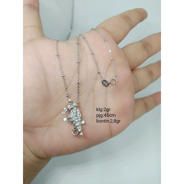 KALUNG PERAK ASLI 925 LAPIS EMAS/KALUNG RANTAI +LIONTIN MATA PUTIH COR/ASLI SILVER/ PERHIASAN FASHION