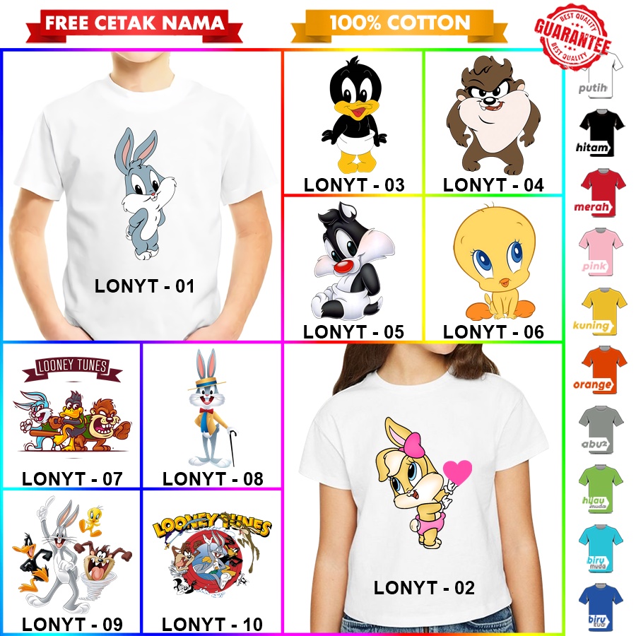 [FREE NAMA!!] Baju Kaos ANAK DAN DEWASA LOONEY TUNES BUGS BUNNY BANYAK MOTIF