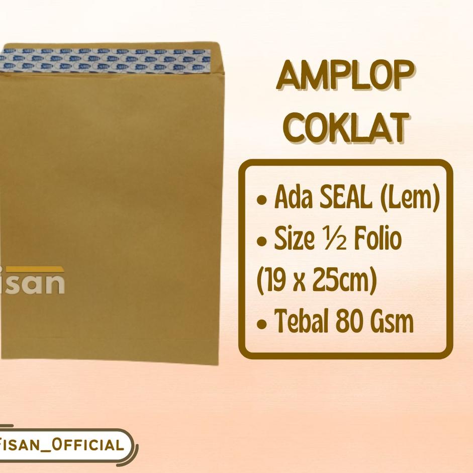 

Diminati 50 Pcs Amplop Coklat Polos 1/2 Folio Seal Lem