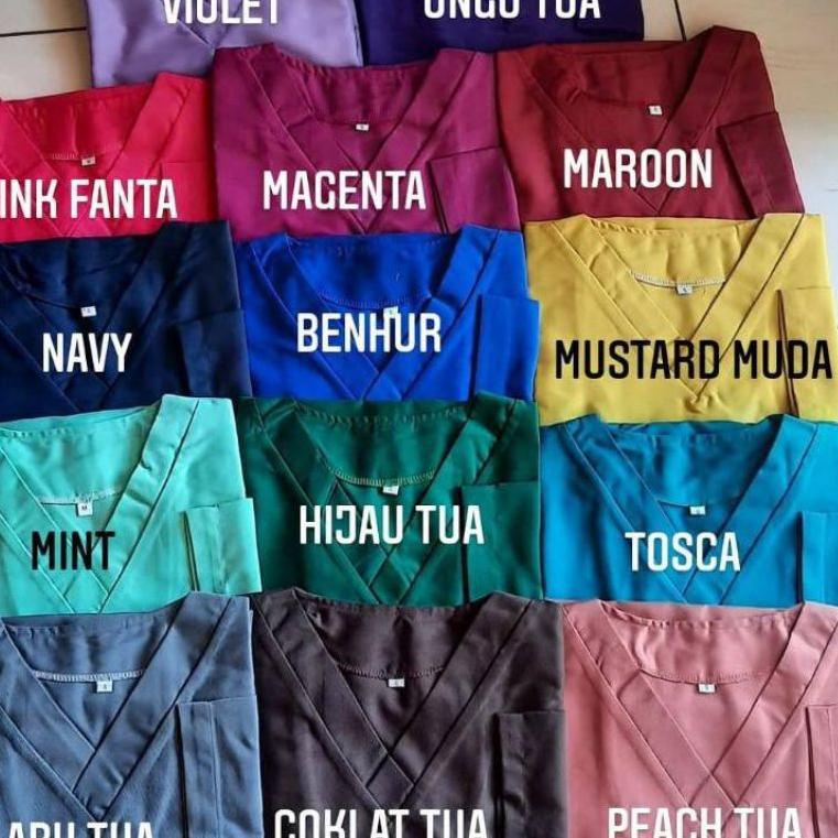 [Art. 5687] Baju Ok Oka Scrub Seragam Kerja Wanita Pria Lengan Pendek American Drill Size S M L XL W