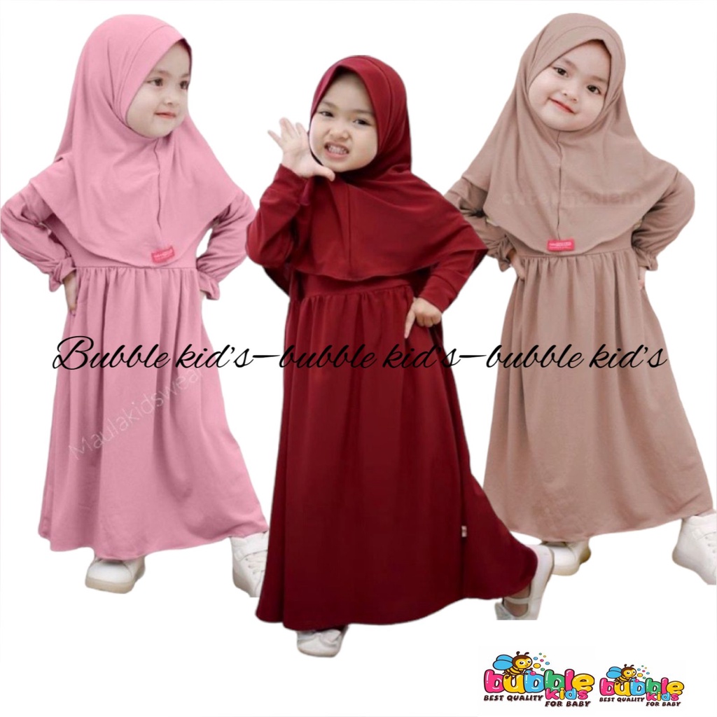 Gamis Hijab Anak Perempuan / Gamis Shakira Size L (2 tahun-4 tahun) Pakain Muslim Balita Polos