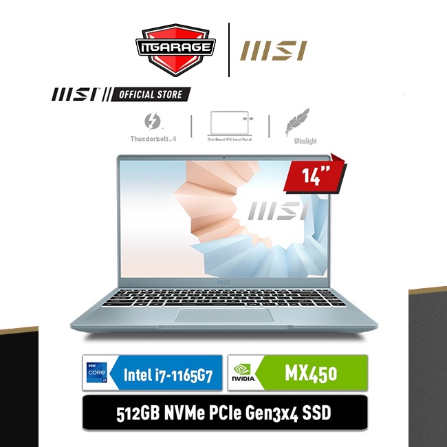 MSI Modern 14 B11SB-218ID|i7-1165G7/16G/512G/MX450-2G