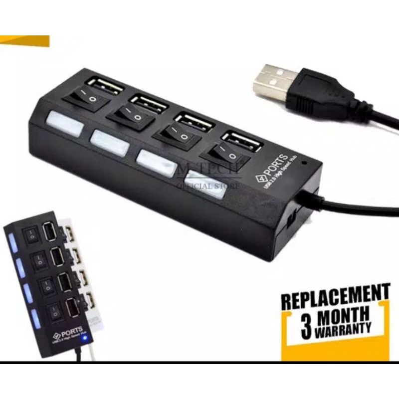 Usb 2.0 Hub Usb 4 Lubang Port 4 Switch