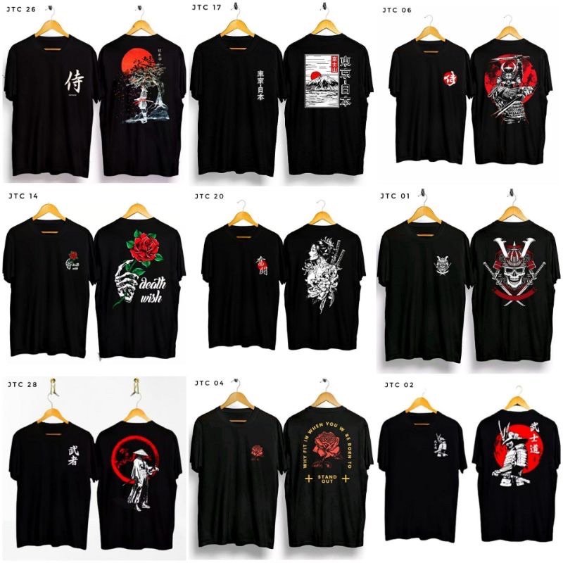 KAOS BAJU PRIA / DISTRO JEPANG SAMURAI RED MOON DISTRO PREMIUM