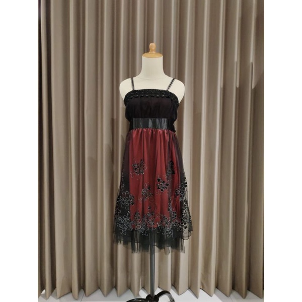 PRELOVED Dress kondangan non hijab | simple elegan Black Maroon