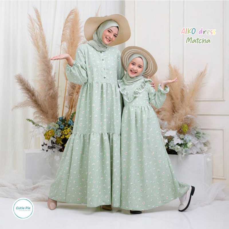 GAMIS COUPLE IBU DAN ANAK AIKO DRESS CRINKLE LUCU BAJU GAMIS BY CUTIE PIE