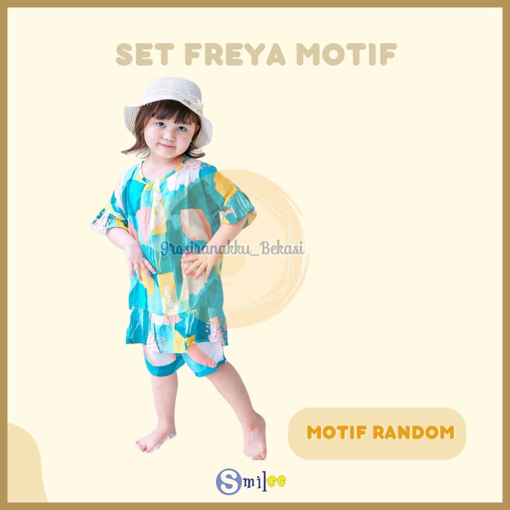 Setelan Anak Rayon Pendek Smilee Freya Size 1-5Thn