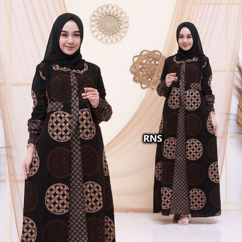 Batik Couple Keluarga Gamis Busui Motif Prasasti Batik Keluarga Seragam