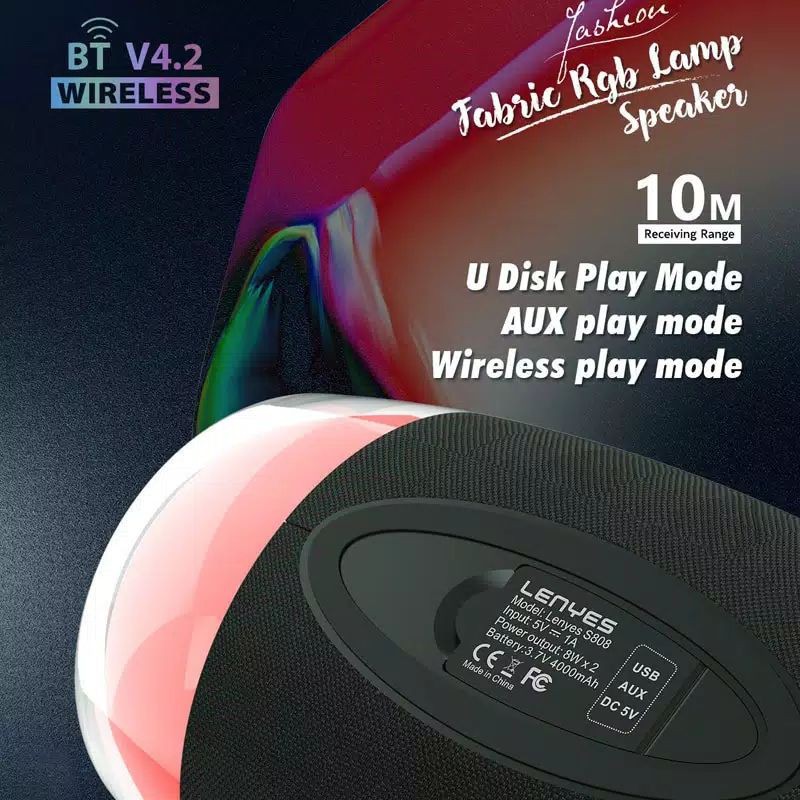 Lenyes Speaker Bluetooth S808 Fabric RGB Lamp