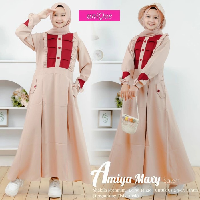 AMIYA MAXY KIDS / GAMIS ANAK PEREMPUAN REMAJA LD 90 - maroon, Ld 90