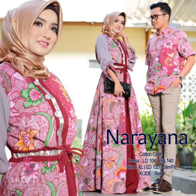 Narayana by Shofiya Original Design - Sarimbit Batik Mom Dad Adem Seragam Kondangan Simple Terlaris