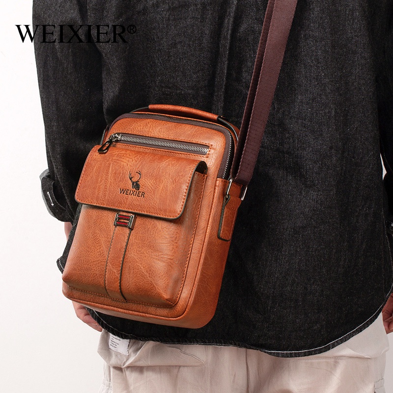 WEIXIER 8683 Tas Selempang Pria Kulit Sling Bag Anti Air WK-SBY