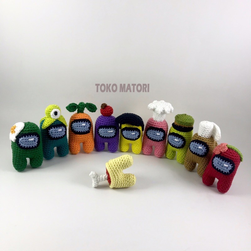 Boneka rajut amigurumi gantungan kunci Among Us/ boneka among us