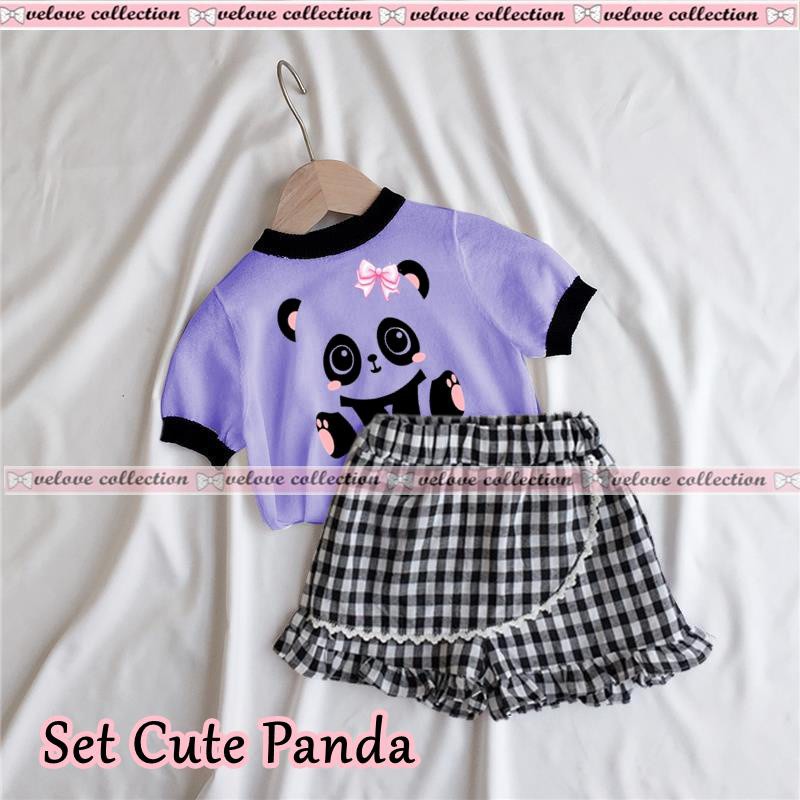 Set cute panda kid Setelan Queenie Baju Setelan Anak Cewek /Stelan ANAK perempuan/baju anak terbaru Stelan baju anak karakter