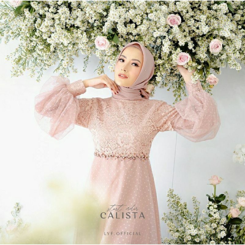 CALISTA DRESS / DRESS PESTA / DRESS MUSLIM / DRESS BROKAT / BAJU PESTA / GAUN PESTA