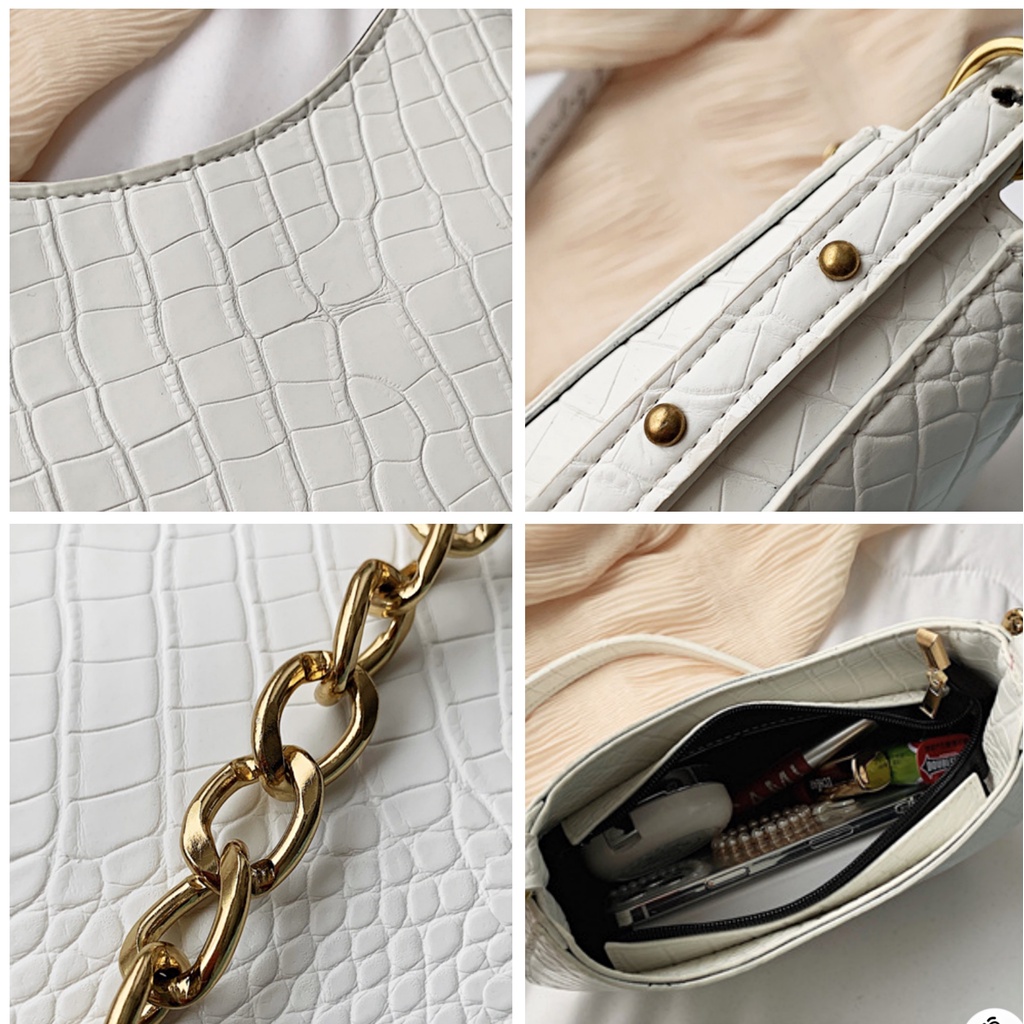 Shoulder Bag Croco Elegan Untuk Wanita Rantai Korean Fashion / Tas Bahu Croco Import