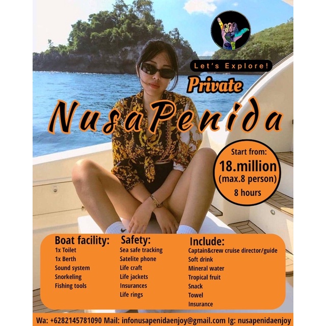 tour di laut nusa penida menggunakan fast boat mewah fasilitas lengkap