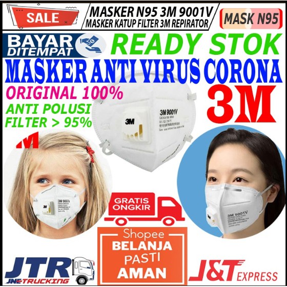 MASKER N95 3M N95 9001V 9501V / 9501V+ ANTI VIRUS CORONA / MASKER MULUT PENCEGAH VIRUS CORONA