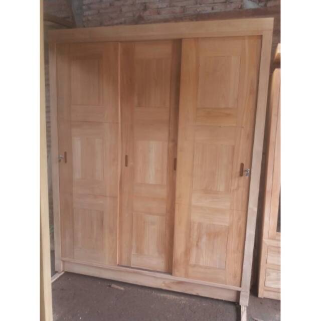 Lemari pakaian sliding - lemari jati berkualitas - mebel jati Jepara