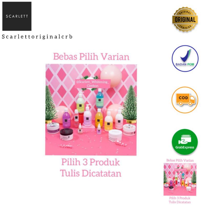 (Freegift) Scarlett Whitening Paket Hemat 3 ITEM (Scarlett Cirebon/Scarlett Original)