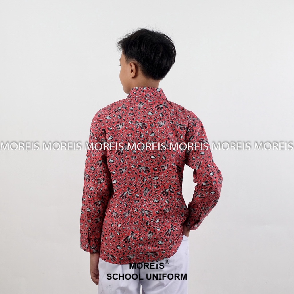 Seragam Baju Batik Panjang SD/MI/TK/PAUD JM Merah 006