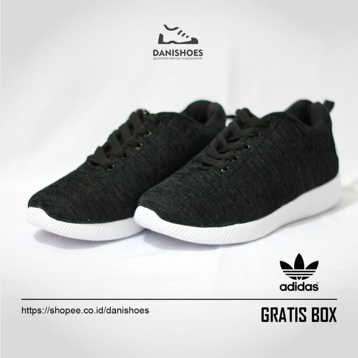 Sepatu Sekolah Hitam Sneakers Adidas Olahraga Running Wanita Pria