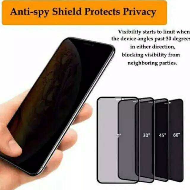 tempered spy privacy iphone 12 pro 12 pro max 12 mini 7+/8+/6+ X Xs XR anti gores kaca fullayar