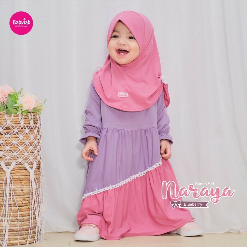 Babyjab Gamis Set Naraya Anak Bayi - Baby Jab Setelan Jilbab Anak Perempuan 1 2 4 5 6 Tahun