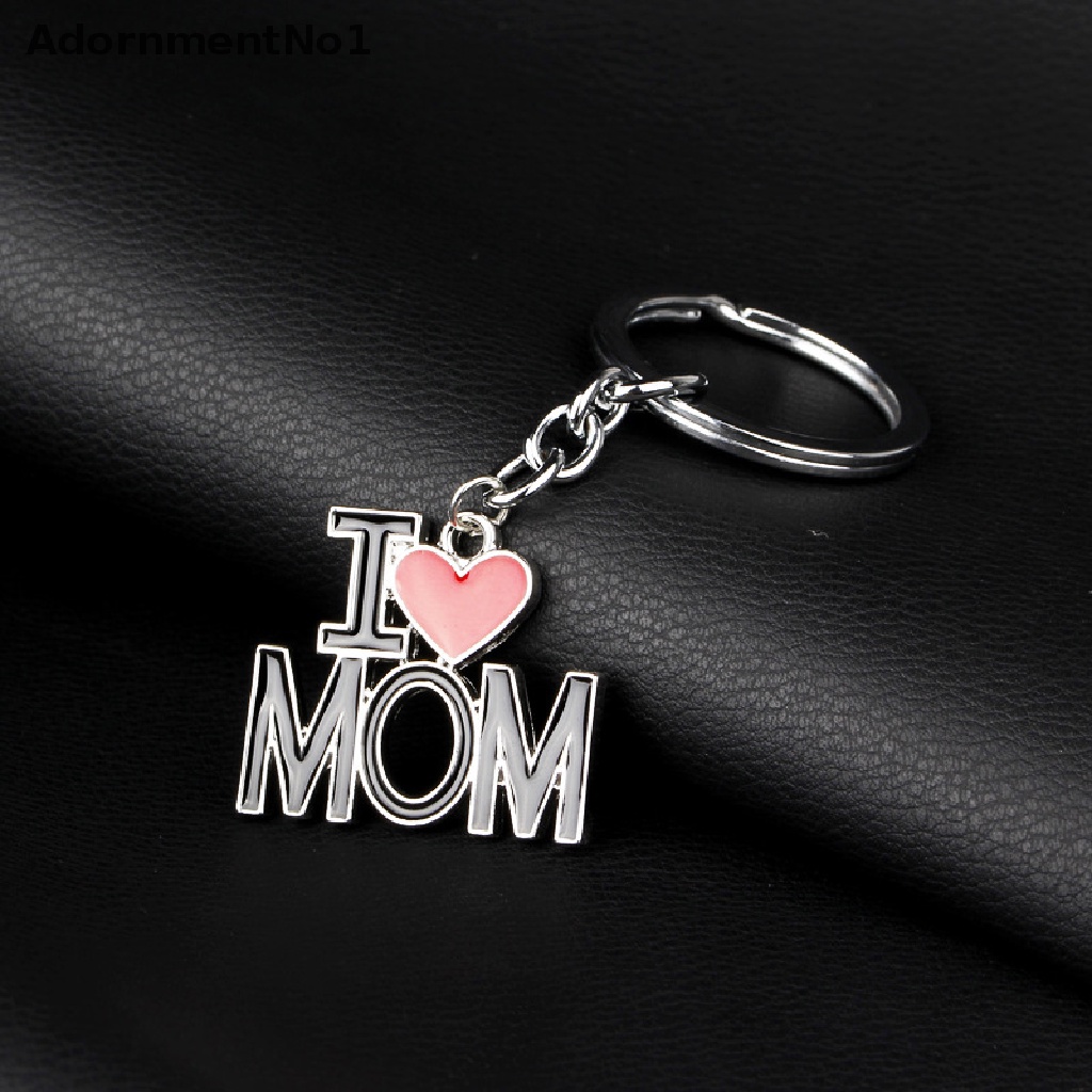 (AdornmentNo1) Gantungan Kunci Enamel Motif Tulisan I Love Mom / Dad Untuk Hadiah Ayah / Ibu