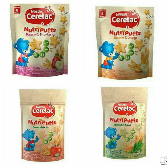 Nestle Cerelac Nutripuff / Cerelac puff banana orange, banana strawberry, spinach onion