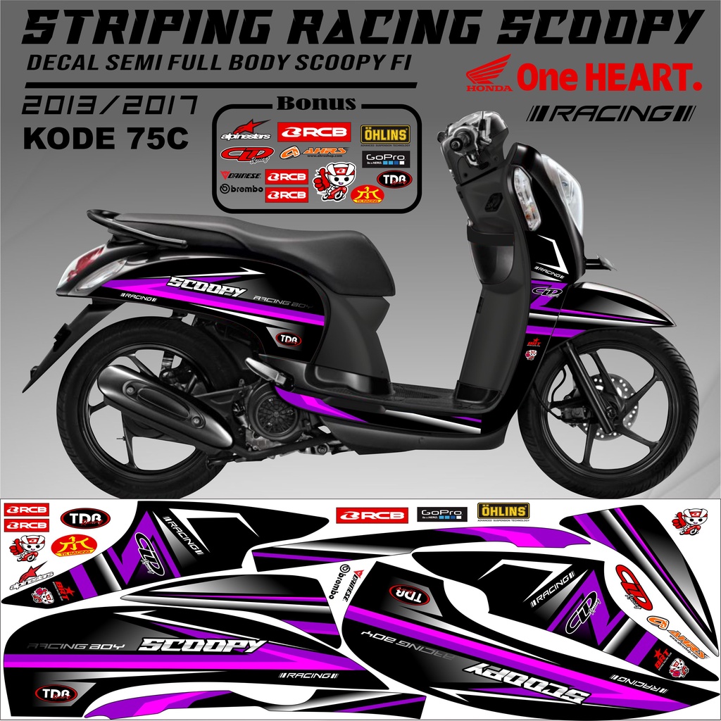 Striping Scoopy Stiker Scoopy 2013/2017 Kode 75