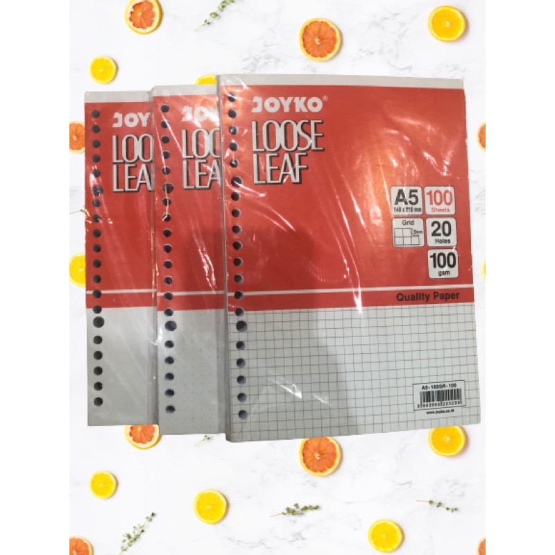 

Isi Loose Leaf/ Isi Binder A5 Dot / Grid / Polos 100 Lembar A5-100GR-100 A5-100DT-100 A5-100PL-100