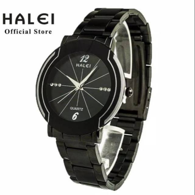 JAM TANGAN WANITA STAINLESS STELL HITAM ORIGINAL HALEI ANTI AIR