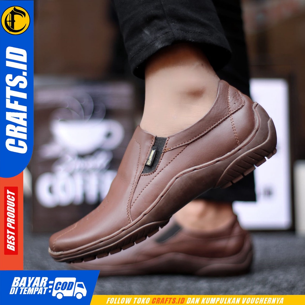 Crafts Badil - Sepatu Casual Slip On Kulit Asli Kerja Pria